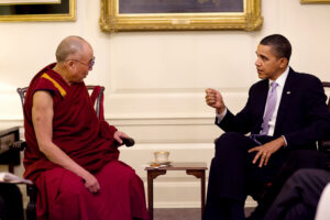 Barack Obama With The 14th Dalai Lama In The Map Room