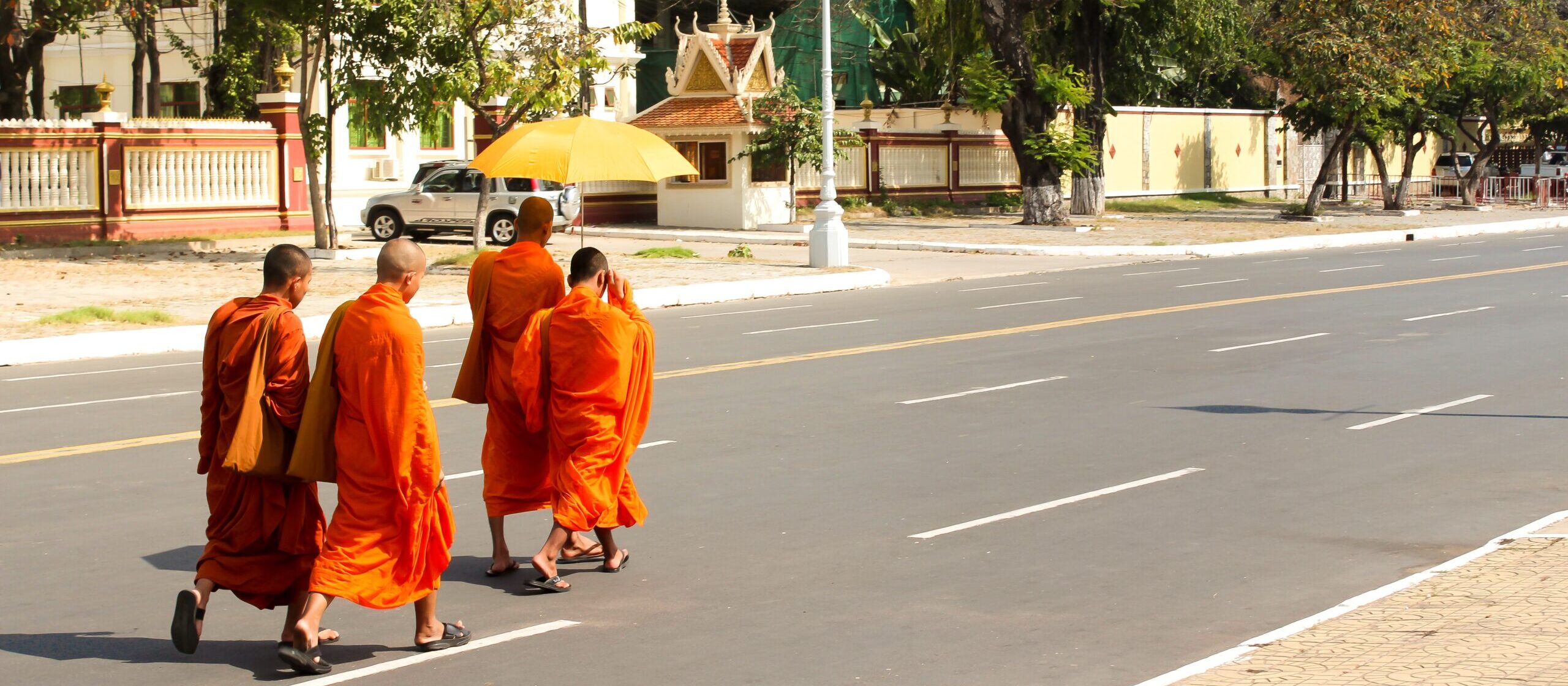 Buddhist Monks On Street